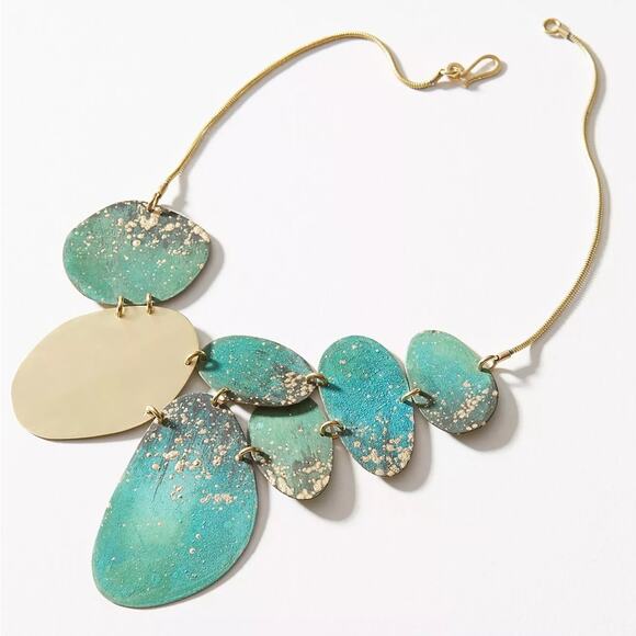 NEW Anthropologie x Sibilia Beach Stones Bib Necklace - Picture 1 of 13